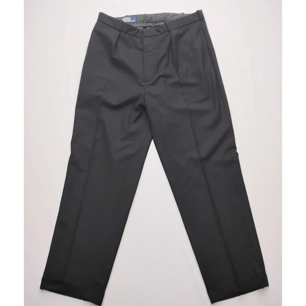 Polo Ralph Lauren Wool Blend Pleated Cuffed Dress Trousers 36x31